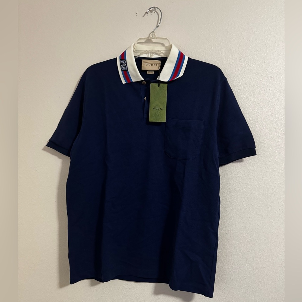 Navy Gucci Polo Shirt